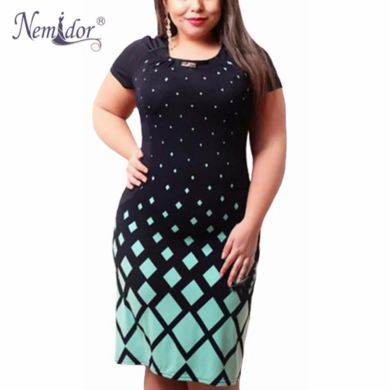 Женское платье с коротким рукавом Nemidor Повседневное средней длины большого