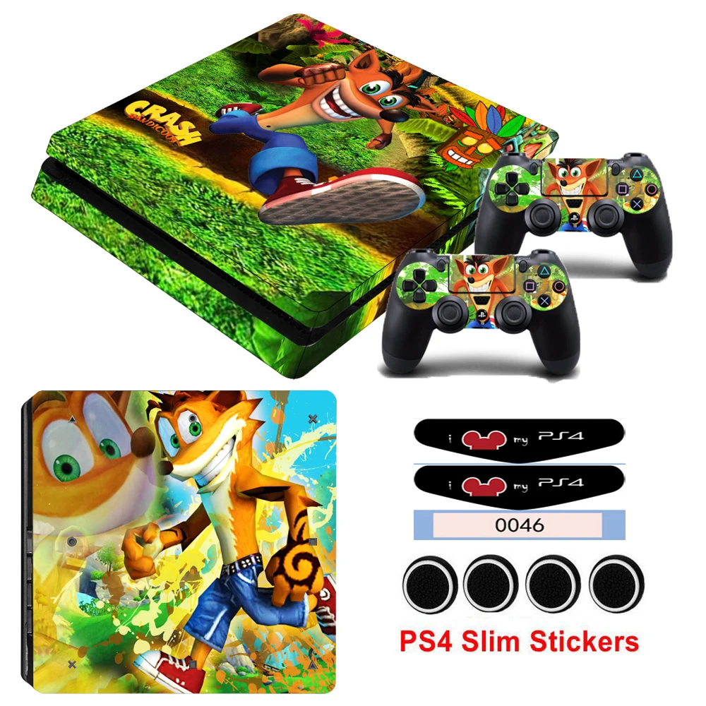 Горячая Crash Bandicoot N кожа Наклейка Обложка для Playstation 4 Slim PS4 Slim консоль наклейки и наклейки 2 контроллеров