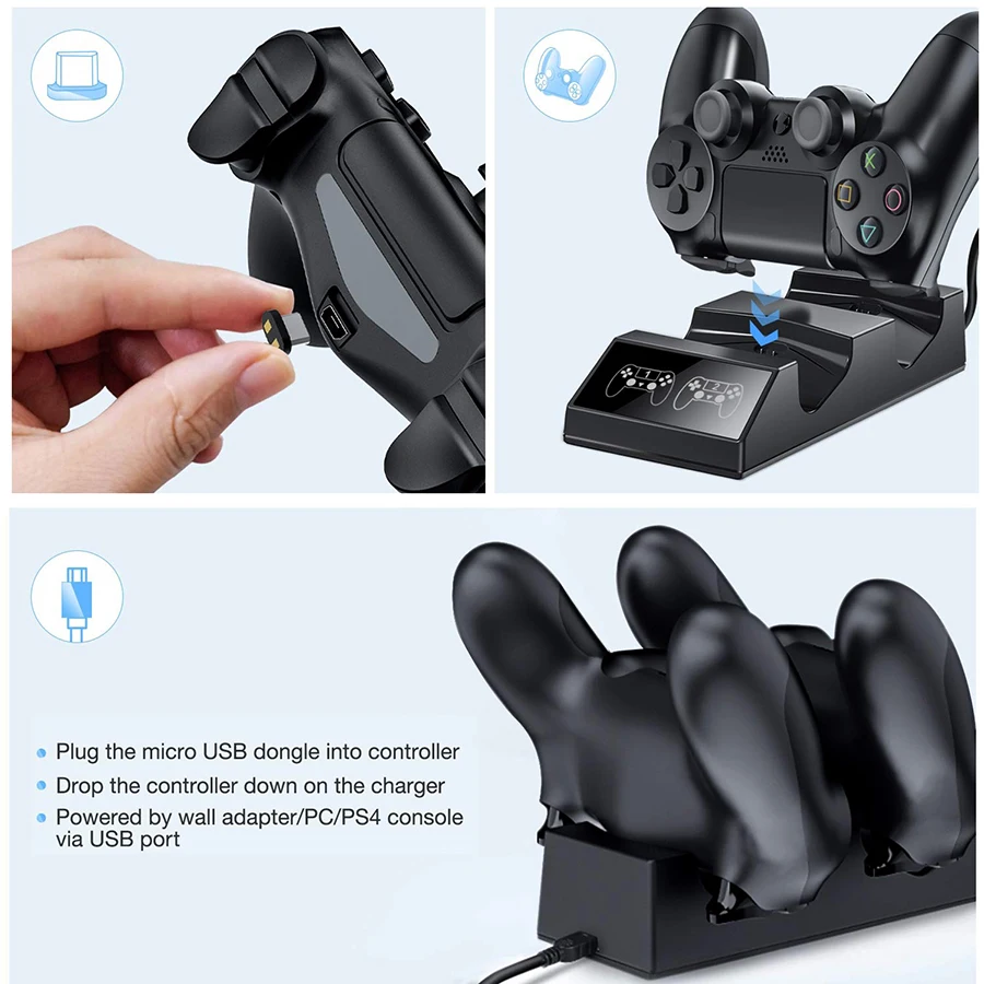 Зарядная док станция для джойстика PS4/Slim/Pro игровой приставки 4 зарядное