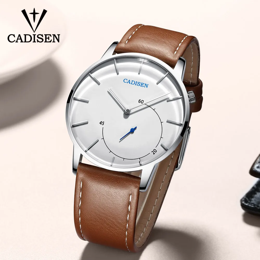 CADISEN 2019 Роскошные Брендовые мужские часы Простой стиль кожаные кварцевые