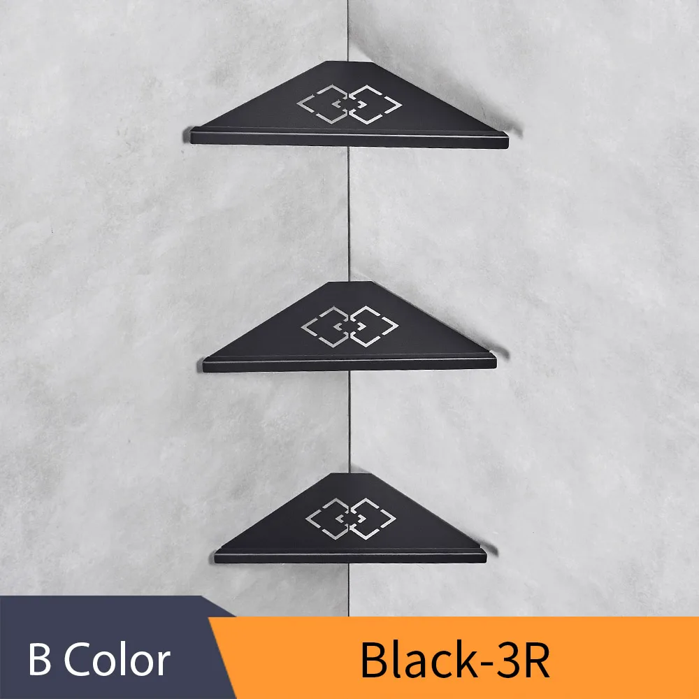 B Black-3R Полки для ванной комнаты из черной нержавеющей стали, 304 настенные полки для ванной комнаты, аксессуары для ванной комнаты, полки WF-18062R - Цвет: B Black-3R