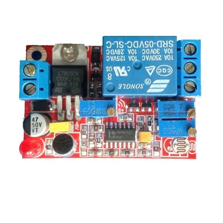 DC 5V 12V 24V Sound Sensor / Light Control Relay Switch Module Adjustable Delay | Электронные компоненты и