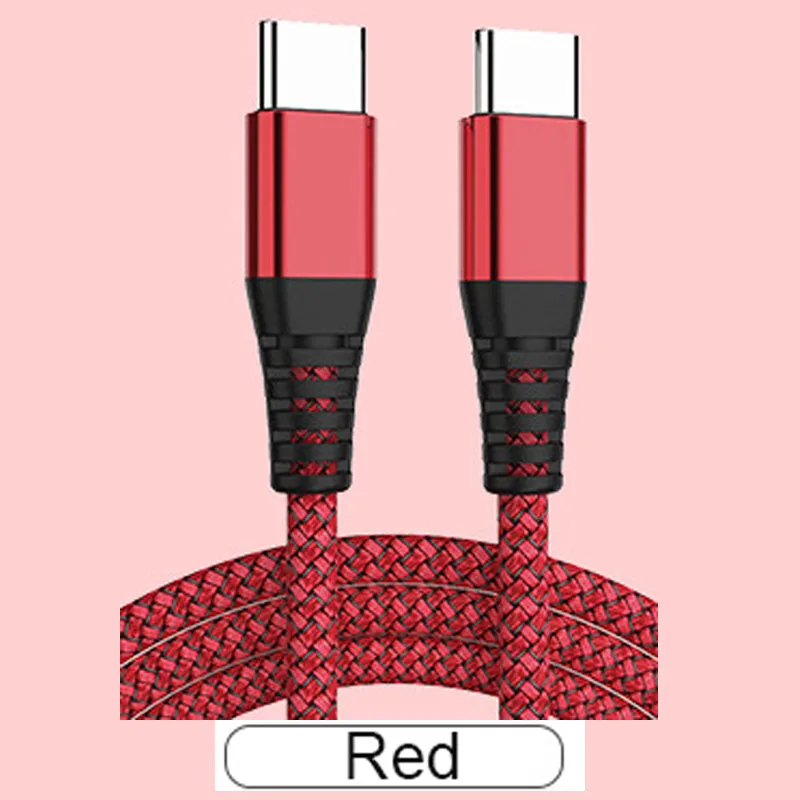 Красный Double USB Type-c cable PD 60W cable fast charging 1.2 m braided data line for xiaomi huawei phone notebook - Цвет: Красный