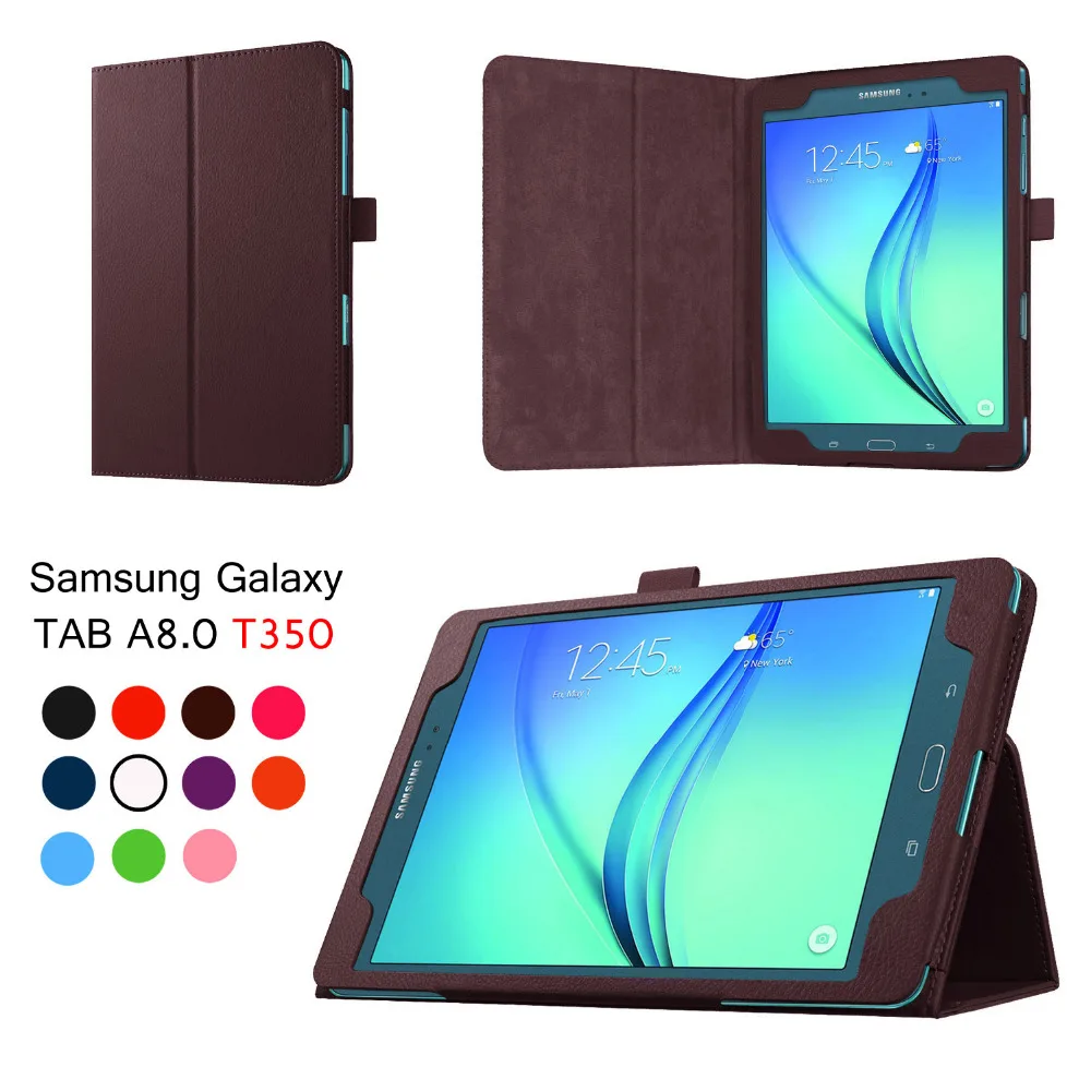 Кожаный чехол книжка Litchi с подставкой для Samsung Galaxy Tab A 8 0 T350 T355/1 T355C Φ P355 P350 Чехол +