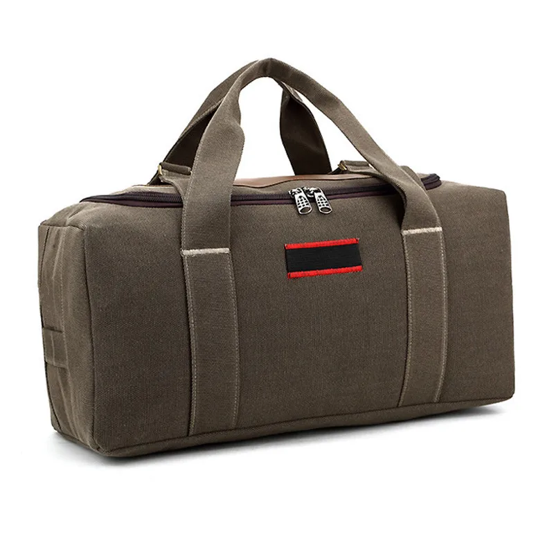brown large Холщовая дорожная сумка, сумка на выходные, Большая вместительная сумка на плечо, Мужская водонепроницаемая сумка-мессенджер, женская сумка для путешествий - Цвет: brown large