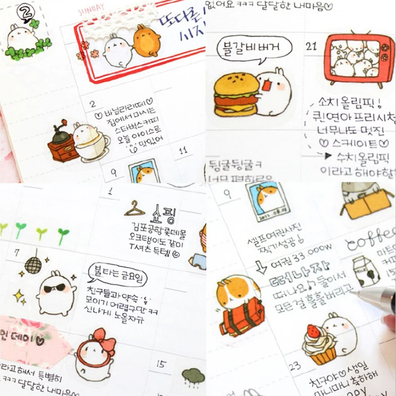 6 шт. симпатичный кролик ПВХ прозрачная бумажная наклейка Скрапбукинг Стикеры