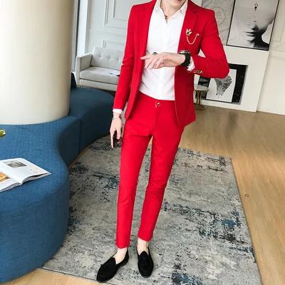 2018 весенне осенний английский костюм для мужчин Корейская версия облегающего