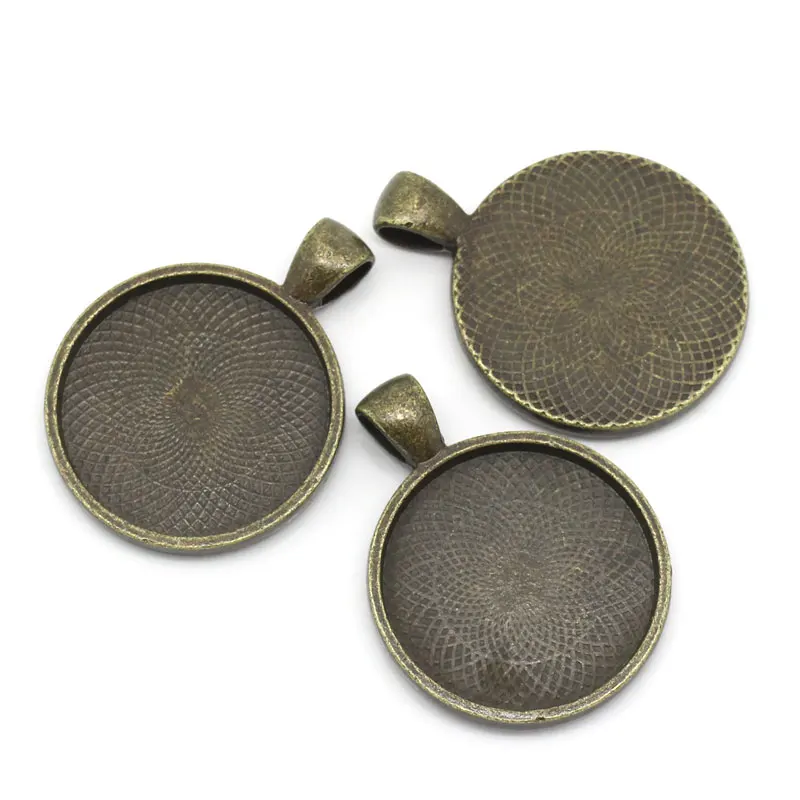 Подвески из цинкового металлического сплава Круглые античные бронзовые полосы