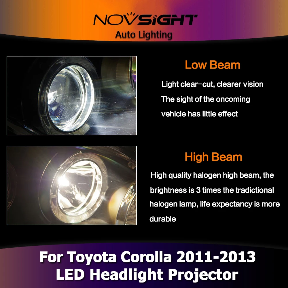 NOVSIGHT 2X светодиодные фары в сборе проектор ангельские глазки DRL Противотуманные