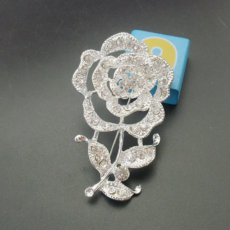 1 шт. новое качество ювелирные изделия горный хрусталь большая брошь цветок с