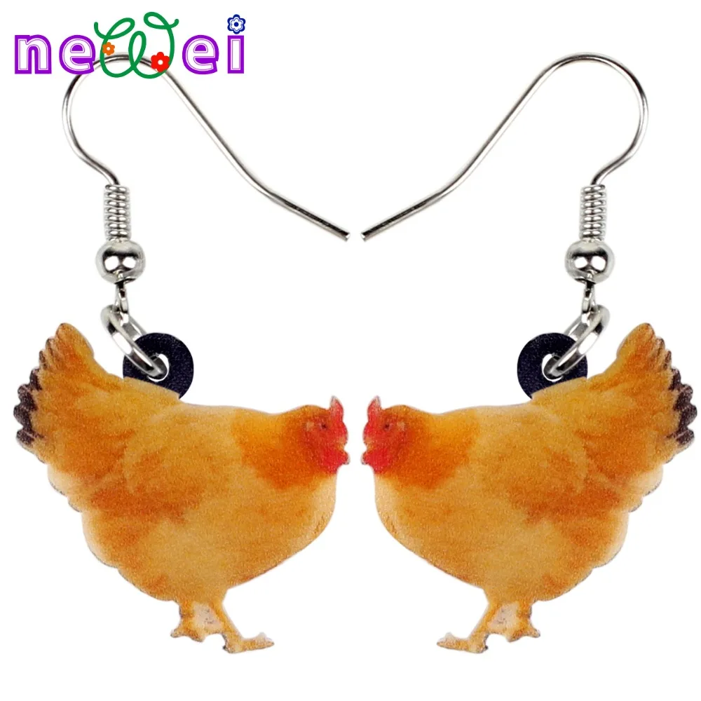 NEWEI сладкий акриловые мультфильм Курочка Несушка серьги мотаться падение