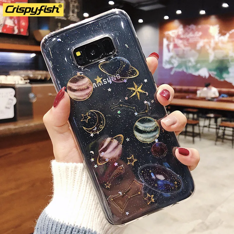 Прозрачный Вселенной сияющий блеск звезда чехол для телефона samsung Galaxy S10 S9 плюс M10