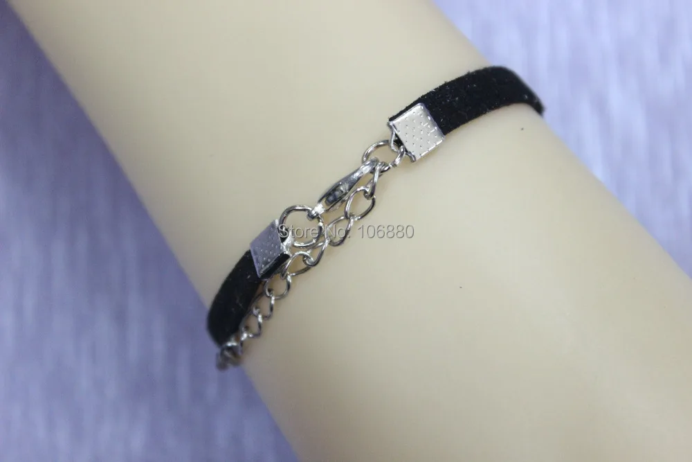wholesale Silver deer bracelet black Velvet cotton rope braid friendship | Украшения и аксессуары