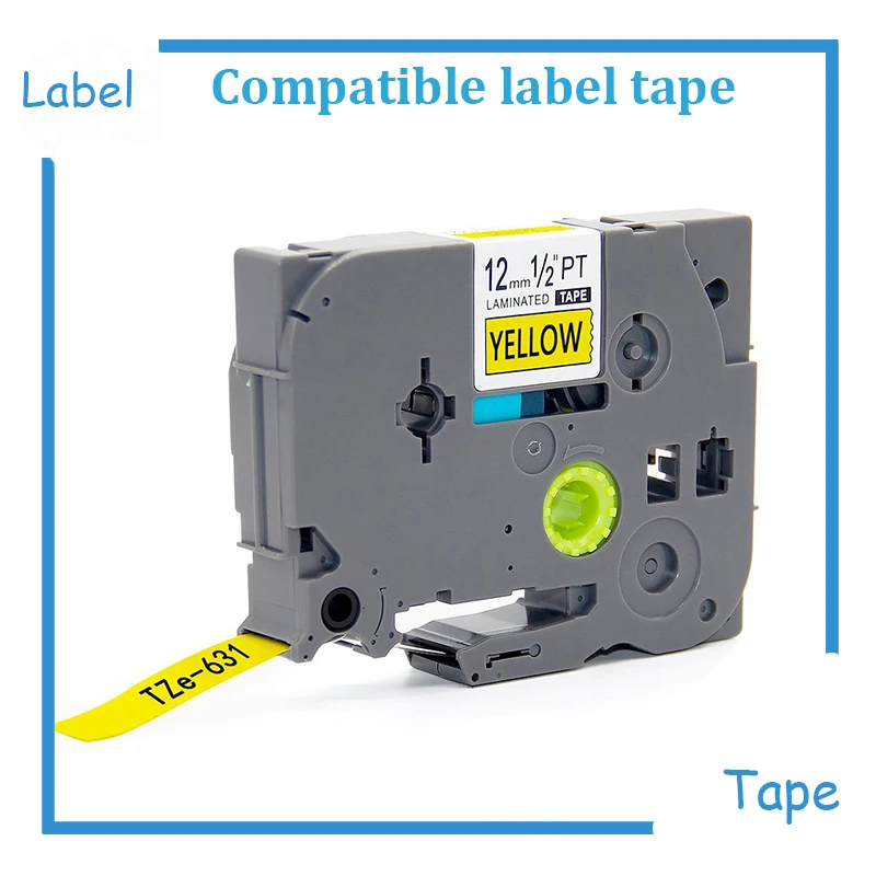 

10 pcs Tze631 Tze-631 Tze 631 12mm Tze Tz Tape Compatible Brother Ptouch Cartridge Label Maker Tape Tz631 Tz-631 Black on Yellow
