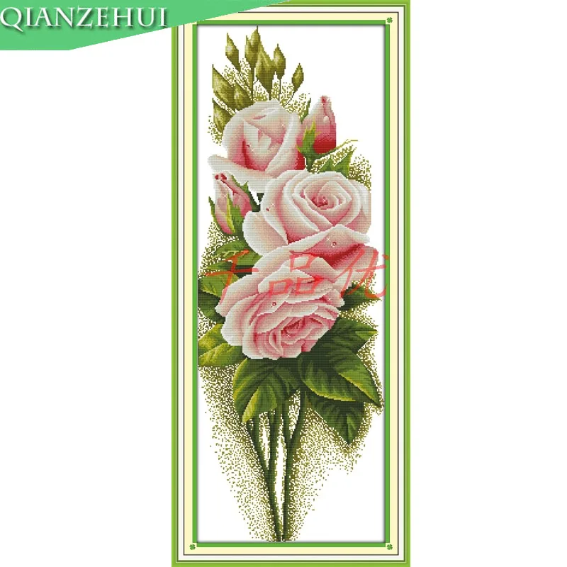 QIANZEHUI рукоделие DIY розовая фотовышивка для вышивки вышивка крестиком домашнее
