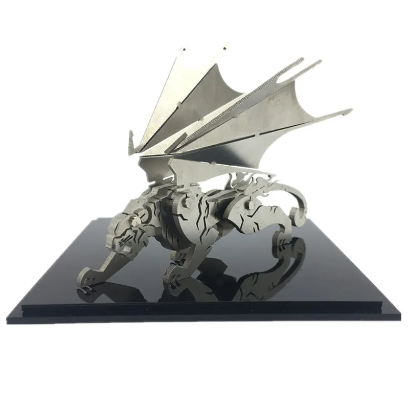 DIY сборные модели игрушки Коллекция рабочего стола для взрослых детей 3D металлическая модель Китайский Зодиак динозавры Западный Огненный Дракон