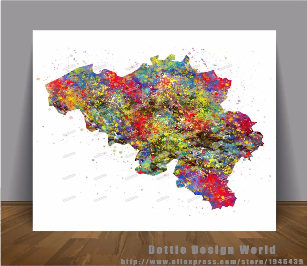 Rikivity оригинал Бельгия карта холст живопись мира настенный художественный постер