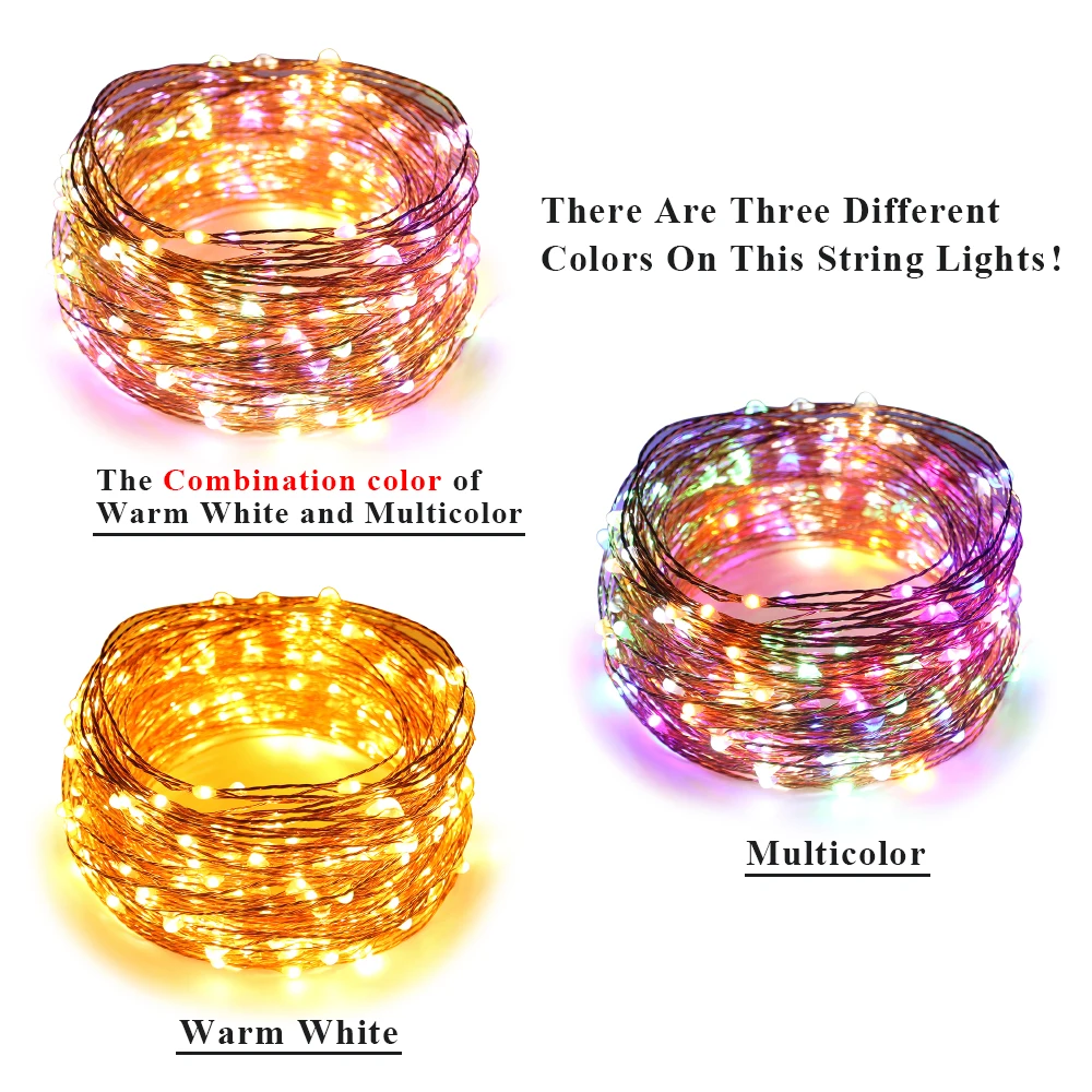Dual-Color-30M 300 светодиодный s медный провод светодиодный гирлянды Звездные огни для изящные свадебные светильники+ UL CE сертифицированный(США/ЕС/Великобритания) адаптер