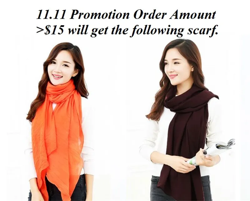 

11.11 Promotion Gift for Order More than $15 Warm Winter Scarf Men Women Fashion Wrap Cotton Scarves Shawl Female Color Randomly