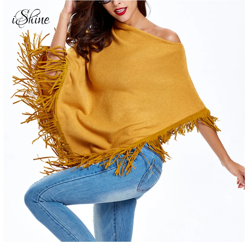2017 женские шарфы из искусственной замши с кисточками Асимметричный пуловер
