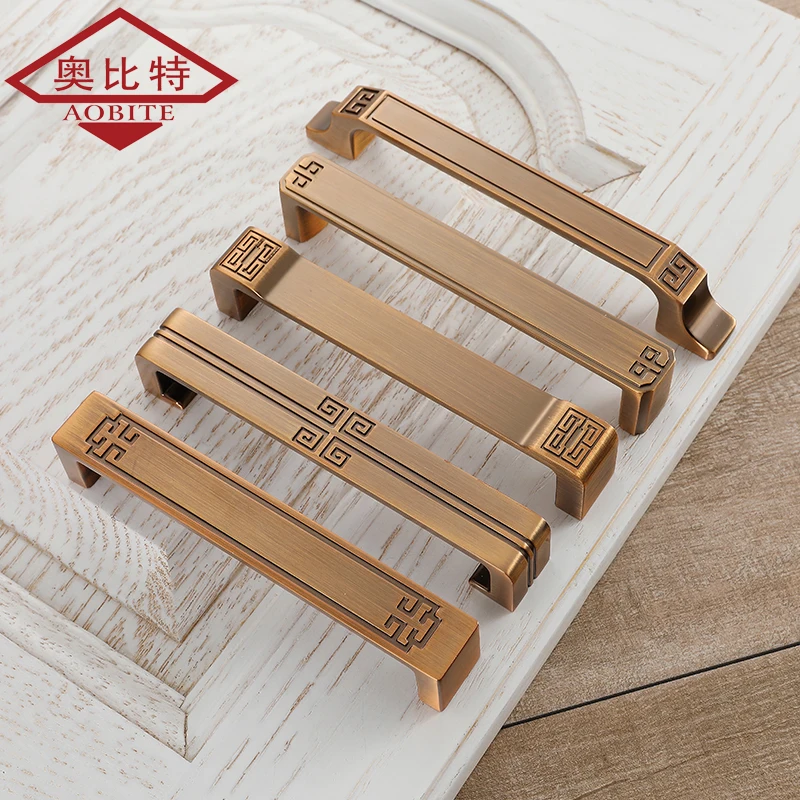 AOBT винтажные ручки для шкафов китайские 128 мм желтые шкафа антикварные дверей