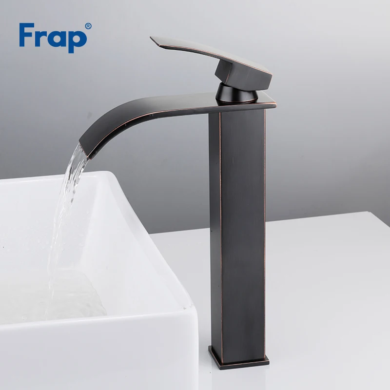 

Смеситель для раковины Frap Y10138, черный кран «Водопад» для ванной комнаты, крепление на раковину, одна ручка