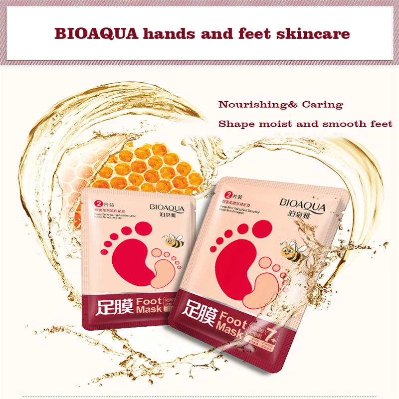 Bioaqua медовая отшелушивающая маска для ног носки педикюра увлажнение уход за