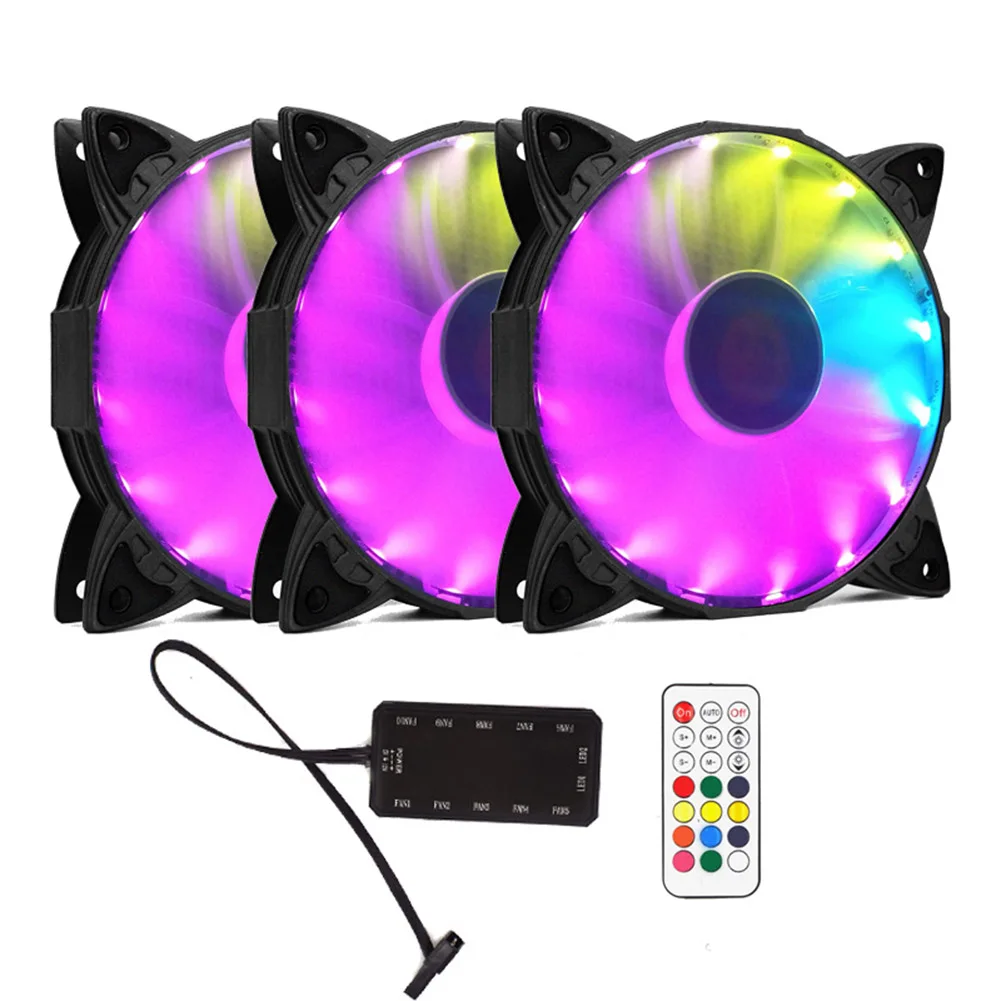 Цветной охлаждающий вентилятор с радужными огнями RGB 120 мм светодиодный