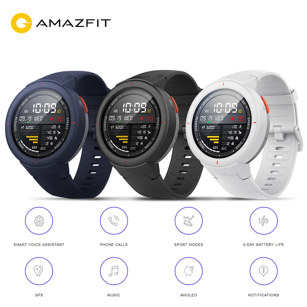 Смарт часы Huami AMAZFIT Verge глобальная версия GPS IP68 AMOLED экран ответ на звонки умные
