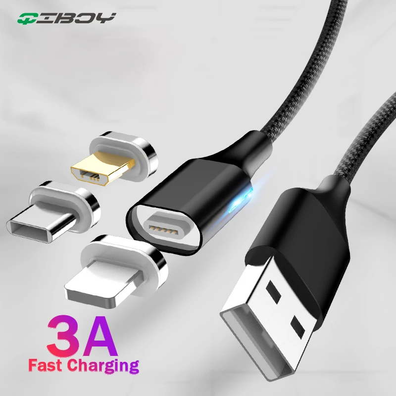 Магнитный Micro USB кабель 3A Быстрая зарядка данных Microusb зарядное устройство Шнур для iphone 7 8 X type C кабель для huawei Xiaomi samsung S10