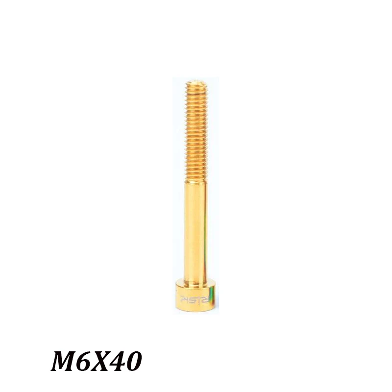 Риск 1 шт. M6 x 30/35/40/50 мм велосипед болт для гарнитуры Титан Ti MTB велосипедный вынос руля Топ Кепки болт - Цвет: gold 40mm