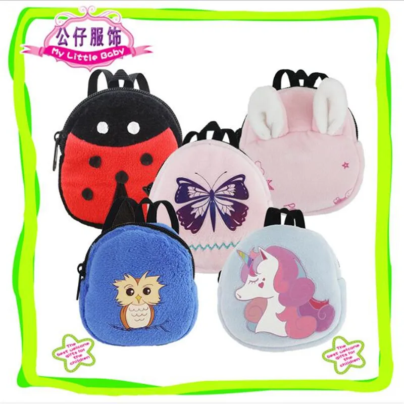 

Fit 18 inch 43cm Born Baby Doll Accessories Red Blue Pink Animal Butterfly Dragonfly Backpack For Baby Birthday Festival Gift