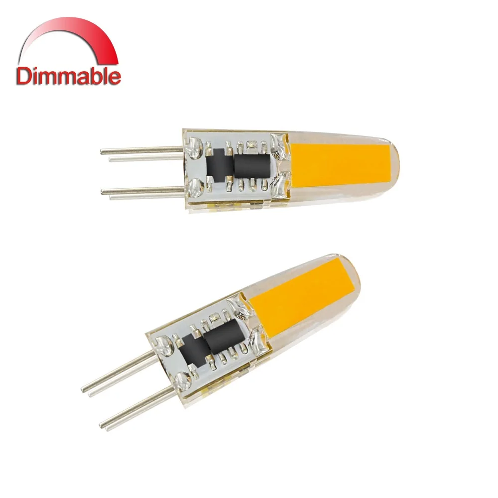 10 шт./партия диммируемая Светодиодная лампа G4 ACDC 12V 2W COB для домашнего освещения