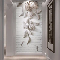beibehang wall paper 3d flooring art mural white flowers home decor modern wallpaper for walls 3 d for living room papel parede