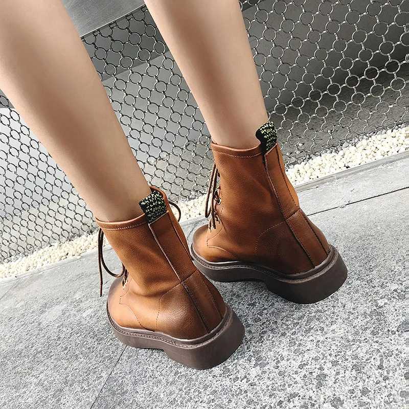 Stylesowner Popular Trends England Style Do the old Breathable Martin Boots Genuine Leather Lace-up with Plush Warm | Обувь