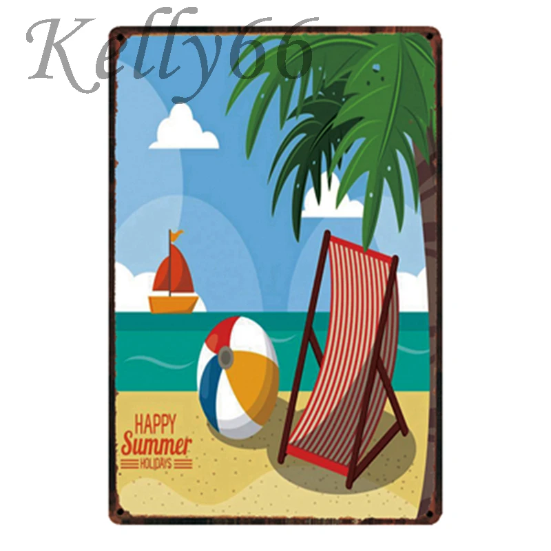 [Kelly66] Hello летние пляжные жизнь металлический знак олова плакат домашний Декор Бар