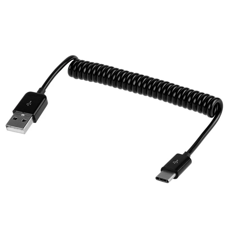 1 м 3 пружинный спиральный Выдвижной USB кабель типа C Быстрая зарядка для Samsung S8 S9 S10