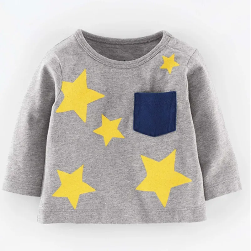 Модная футболка детская одежда с длинными рукавами и карманами для мальчиков
