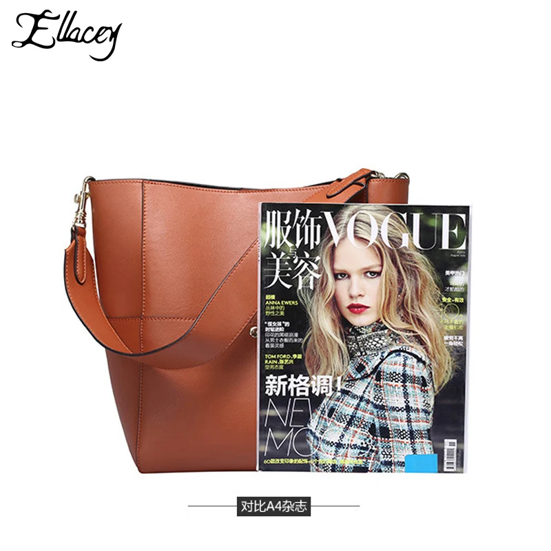 Ellacey Сумка ведро из натуральной кожи Большие винтажные сумки тоут коровьей