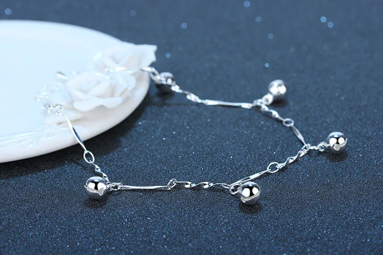 Горячее предложение, маленький колокольчик, браслет на ногу, серебро 925 пробы, для женщин, девушек, влюбленных, босиком, ножной браслет, модная цепочка на ногу, ювелирное изделие, подарок