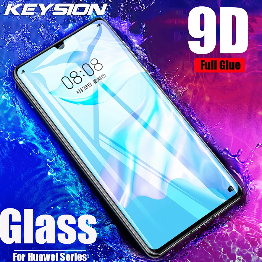 

Закаленное стекло KEYSION с полным покрытием и клеем для Huawei P30 Pro Lite P Smart 2019, Защита экрана для P20Pro Mate20, защитная пленка