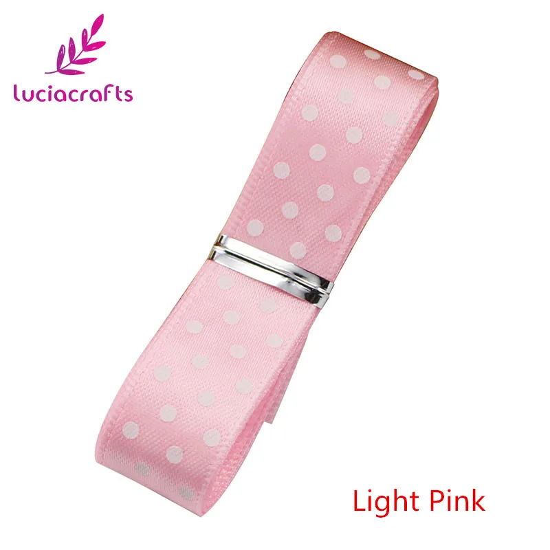 Light pink 5 yards 15 мм разные цвета на выбор, атласная Рождественская лента в горошек, аксессуары для шитья и банта для волос, 5 ярдов/18 ярдов T0312 - Цвет: Light pink 5 yards