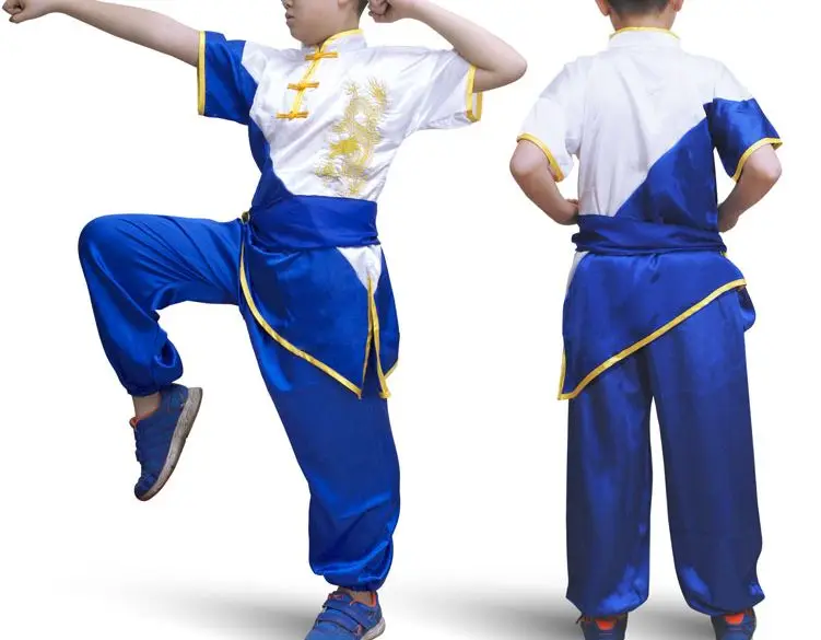 Костюм с коротким рукавом и вышивкой в виде дракона 3 цвета|taiji clothing|tai chikungfu uniform |