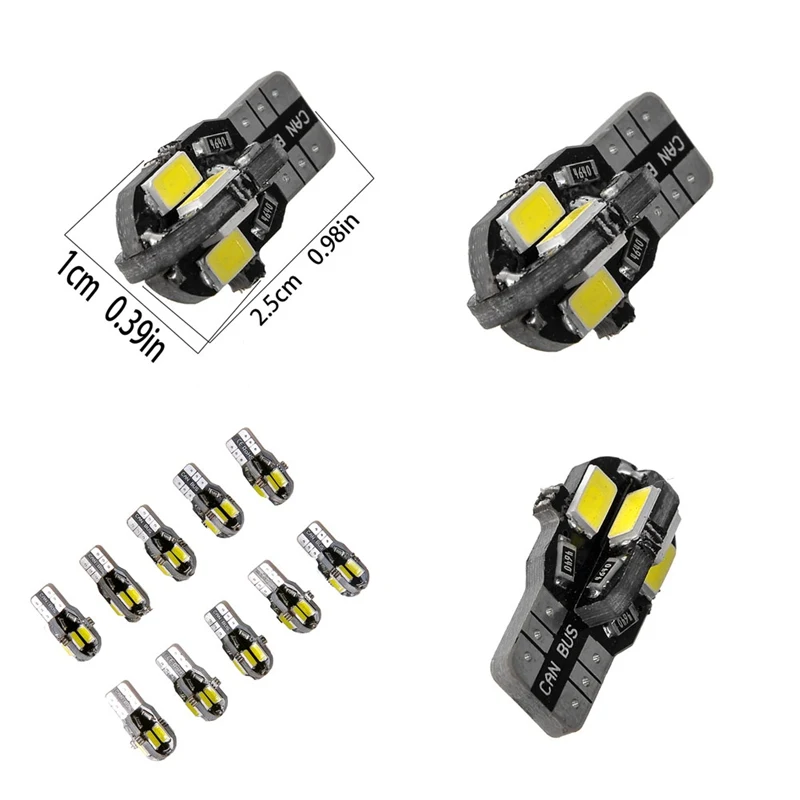 Светодиодная CAN шина T10 W5W 1 шт. 194 168 5730 t10 8SMD без ошибок 12 В автомобильные лампы