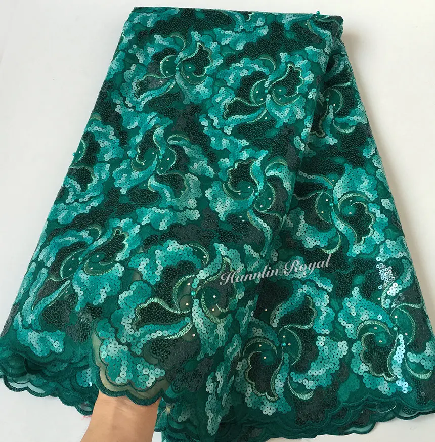 

Massive sequins African french lace sewing tulle fabric net lace 5 yards 6241 unique high quality