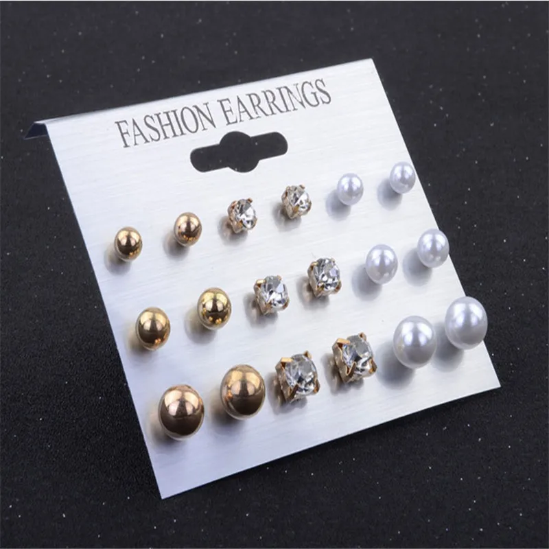 Бесплатная доставка модные женские ювелирные изделия 1 комплект/9 пар серег из