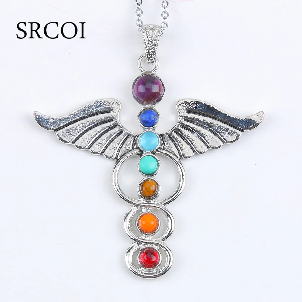 Рейки чакра 7 камни натуральный камень кулон древо жизни полудрагоценные колье