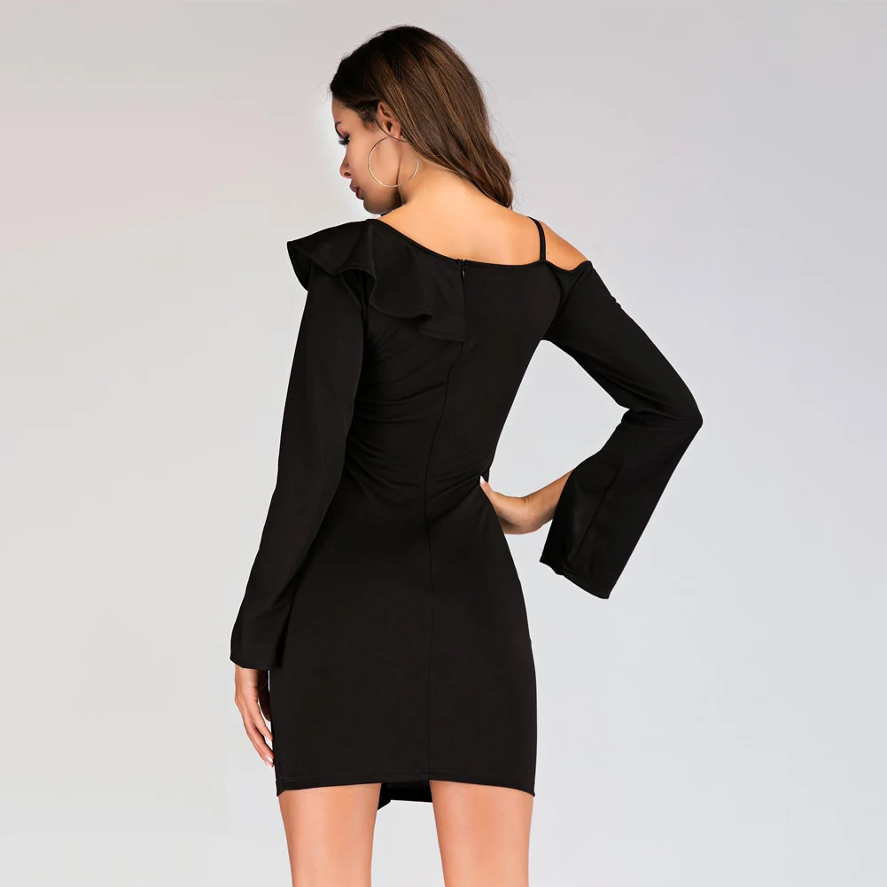 Новинка Лидер продаж Женские однотонные Цвет платье склон плечо одежда с длинным