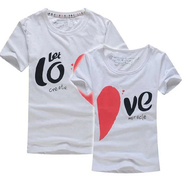 Смешные парные футболки для пары подходящая одежда влюбленных хлопковые с