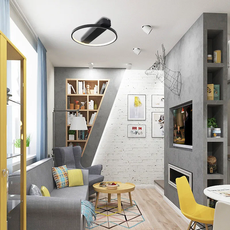 Simple Nordic Living Room LED Ceiling Llamp Coffee Shop Round Aluminum Lamp Bedroom Study Office Free Shipping | Освещение
